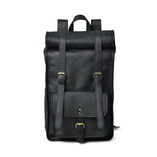Personalized Leather Rolltop Backpack Her|Handmade Leather Laptop Backpack|Leather Rucksack Black Leather Travel Bag|Unique Gifts For Her