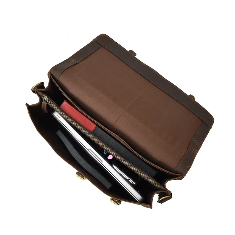 Leather Messenger Bag Briefcase for Men, Full Grain Leather Briefcase Laptop Computer Bag for Men, Genuine Leather Satchel Bag For Men, Gift