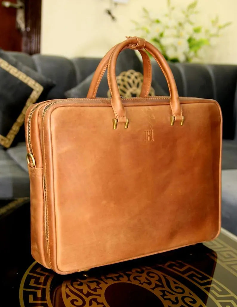 Personalized Leather Briefcase for men, Messenger Bag, Men Leather Shoulder Bag Leather Laptop Bag, Briefcase Satchel Portfolio Notebook bag