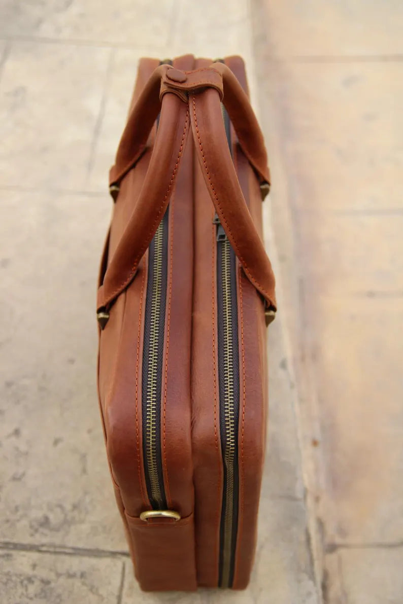 Personalized Leather Briefcase for men, Messenger Bag, Men Leather Shoulder Bag Leather Laptop Bag, Briefcase Satchel Portfolio Notebook bag