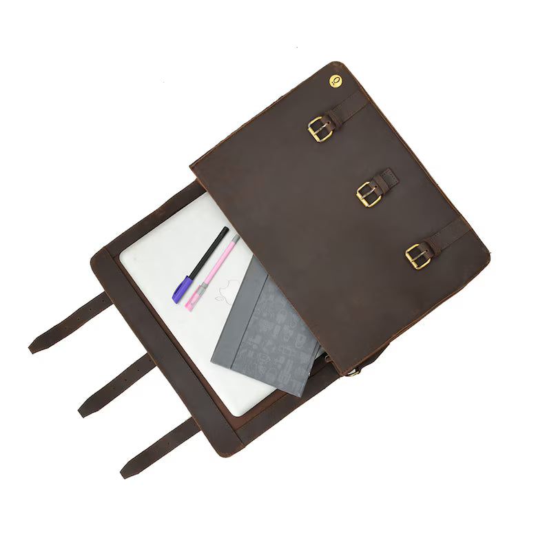 Leather Messenger Bag Briefcase for Men, Full Grain Leather Briefcase Laptop Computer Bag for Men, Genuine Leather Satchel Bag For Men, Gift