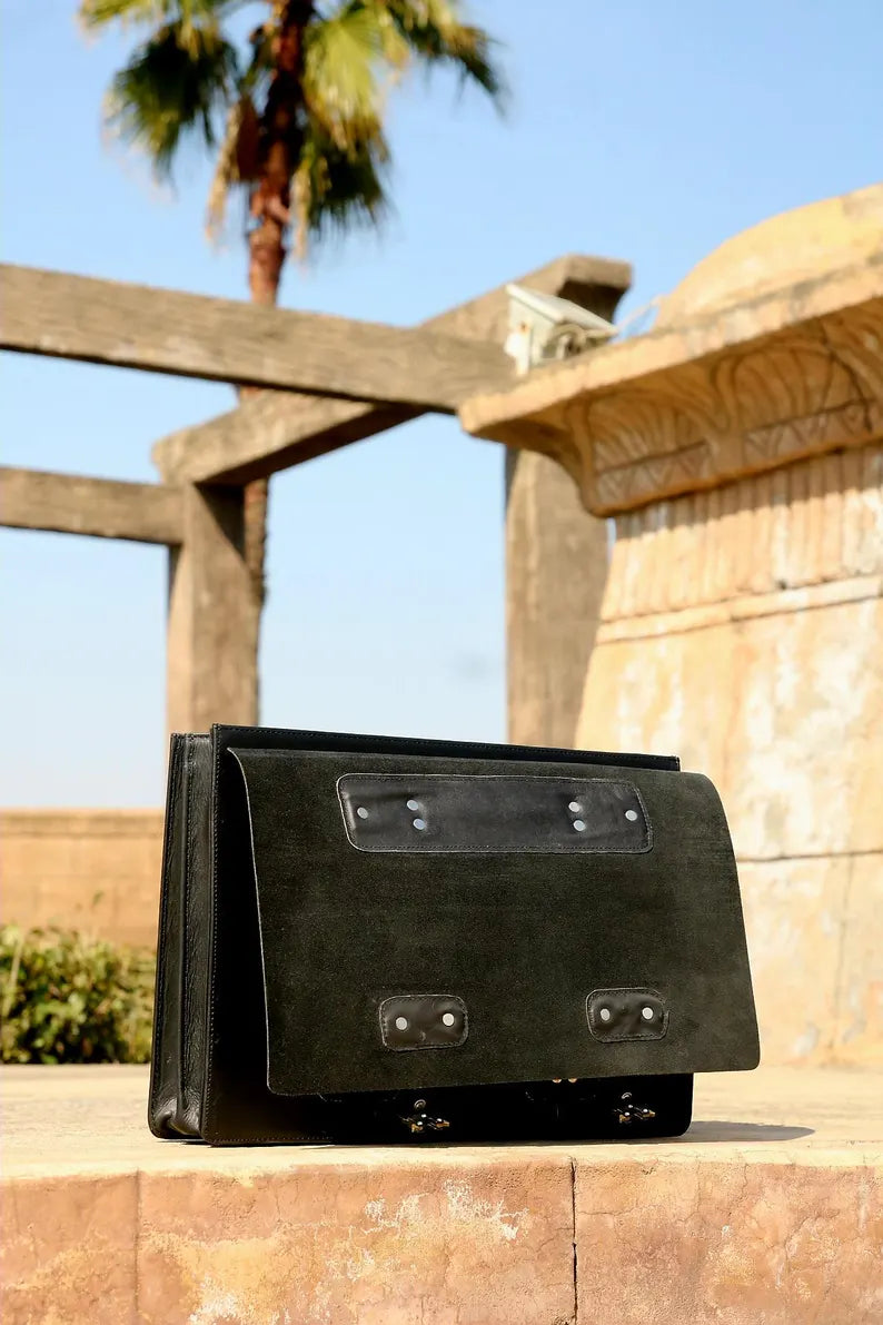 Leather laptop bag, Messenger bag, Double compartment leather office bag, handmade laptop bag for men, file orgniser office bag