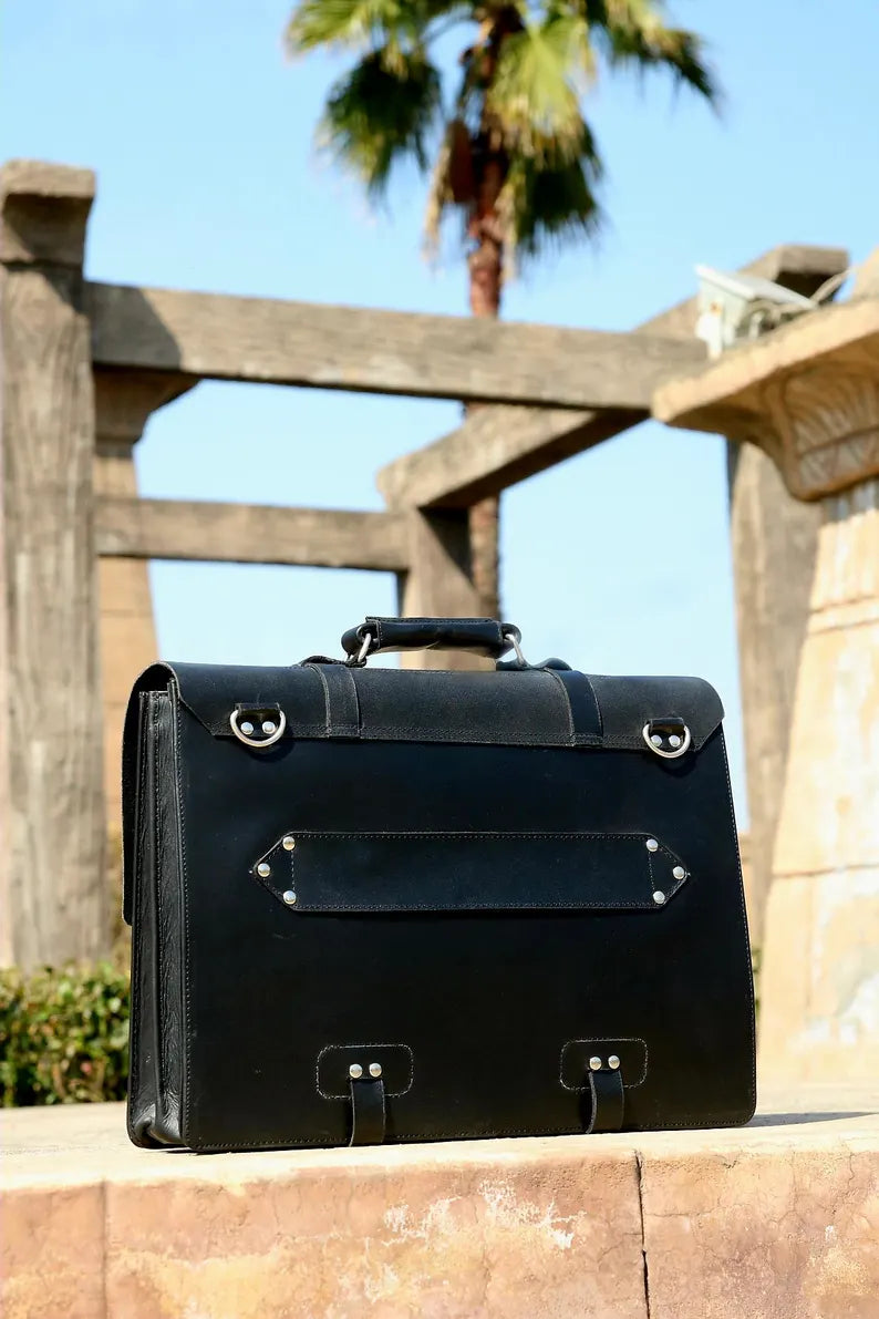 Leather laptop bag, Messenger bag, Double compartment leather office bag, handmade laptop bag for men, file orgniser office bag