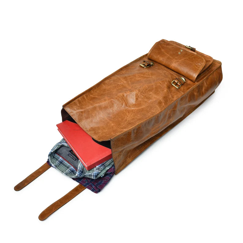 Leather Rolltop Backpack Men Laptop Everyday Rucksack|Leather Travel Bag Backpack For Her|Personalized Christmas Gifts For Him and Her