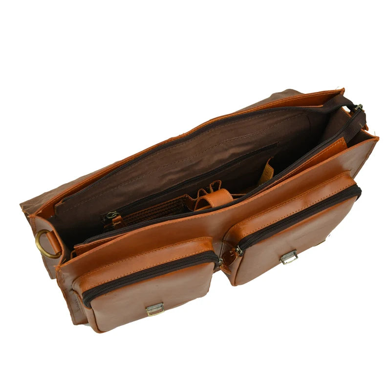 Personalized Leather Messenger Bag|Handmade Leather Satchel with Shoulder Straps|Mens Work Briefcase 15" Laptop Portfolio Bag|Gifts For Him