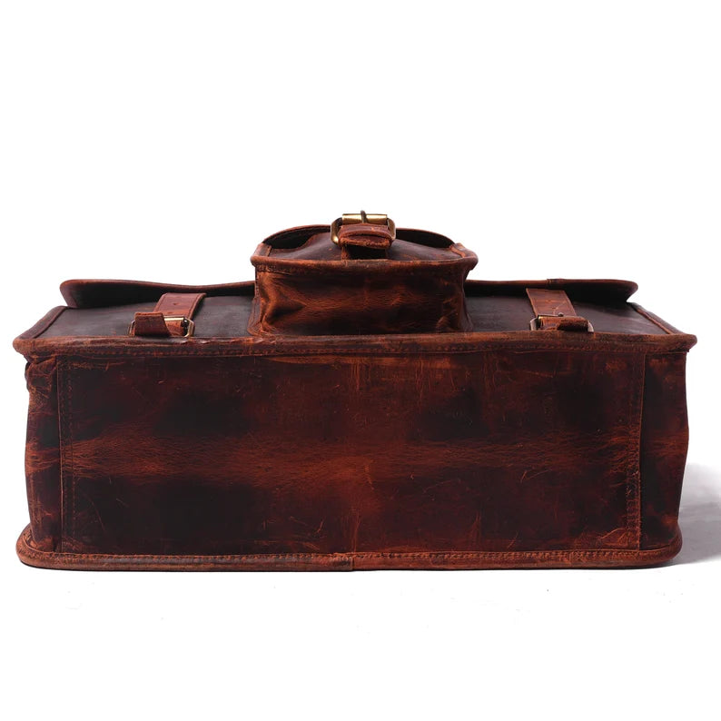 Vintage Brown Personalised 15“Laptop Bag, Handmade Buffalo Leather Messenger Bag, Crossbody Full-grain Computer Bag, Stylish Gifts For Him