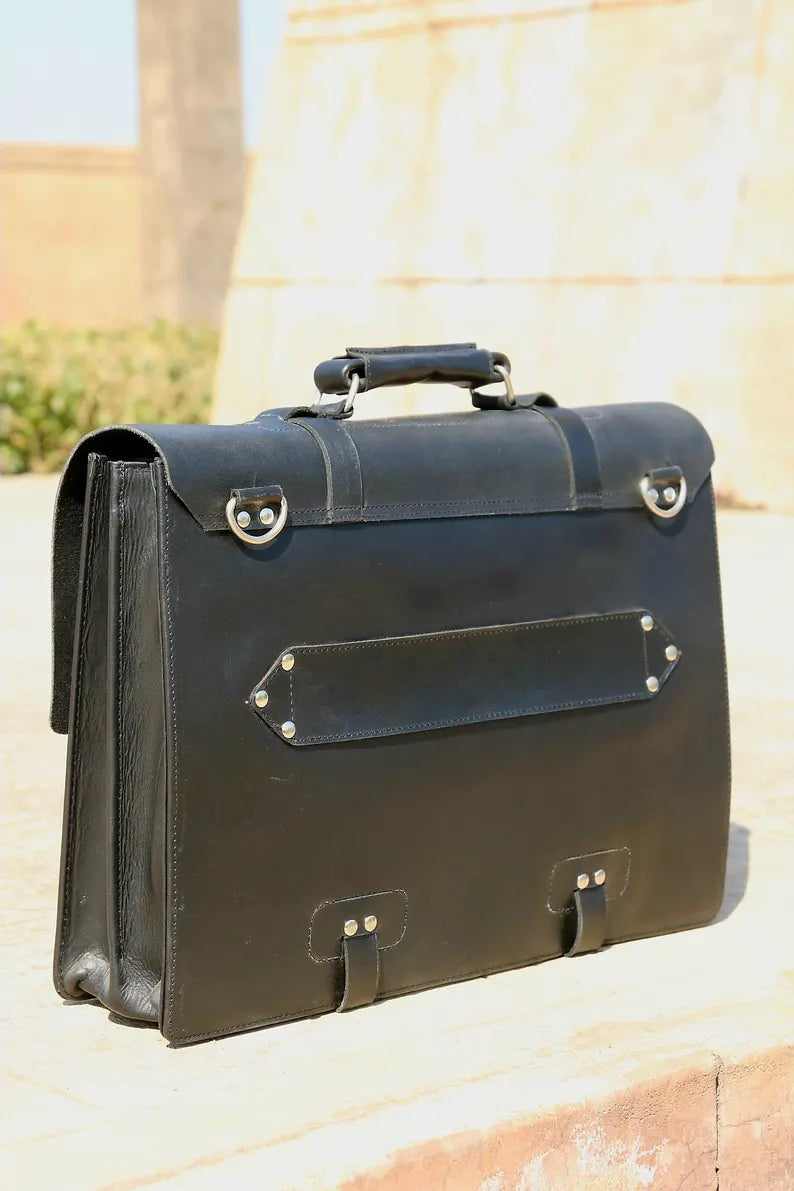 Leather laptop bag, Messenger bag, Double compartment leather office bag, handmade laptop bag for men, file orgniser office bag