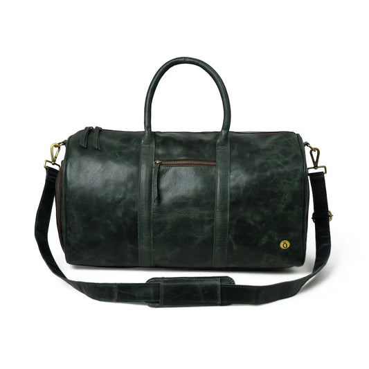 Leather Duffle Bag With Shoe Compartment|Green Leather Weekend Travel Bag Men|Overnight Carryon Bag|Personalised Christmas Gifts For Him