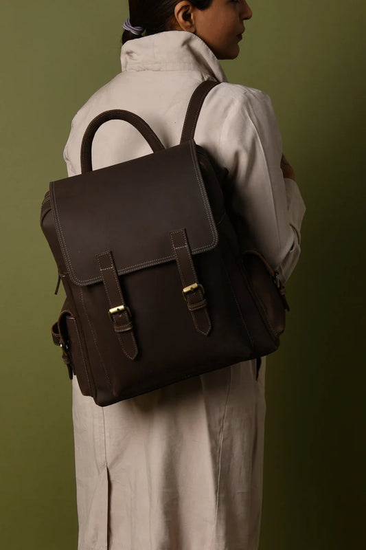 Monogrammed Leather Laptop Backpack|Handmade Leather Travel Bag Brown|Personalised Leather Rucksack For Her|Unique Engraved Gifts For Her